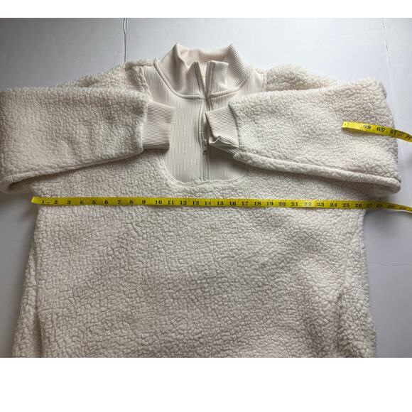 Aerie White Sherpa Fleece Half Zip Pullover - Size XL white - Picture 5 of 9